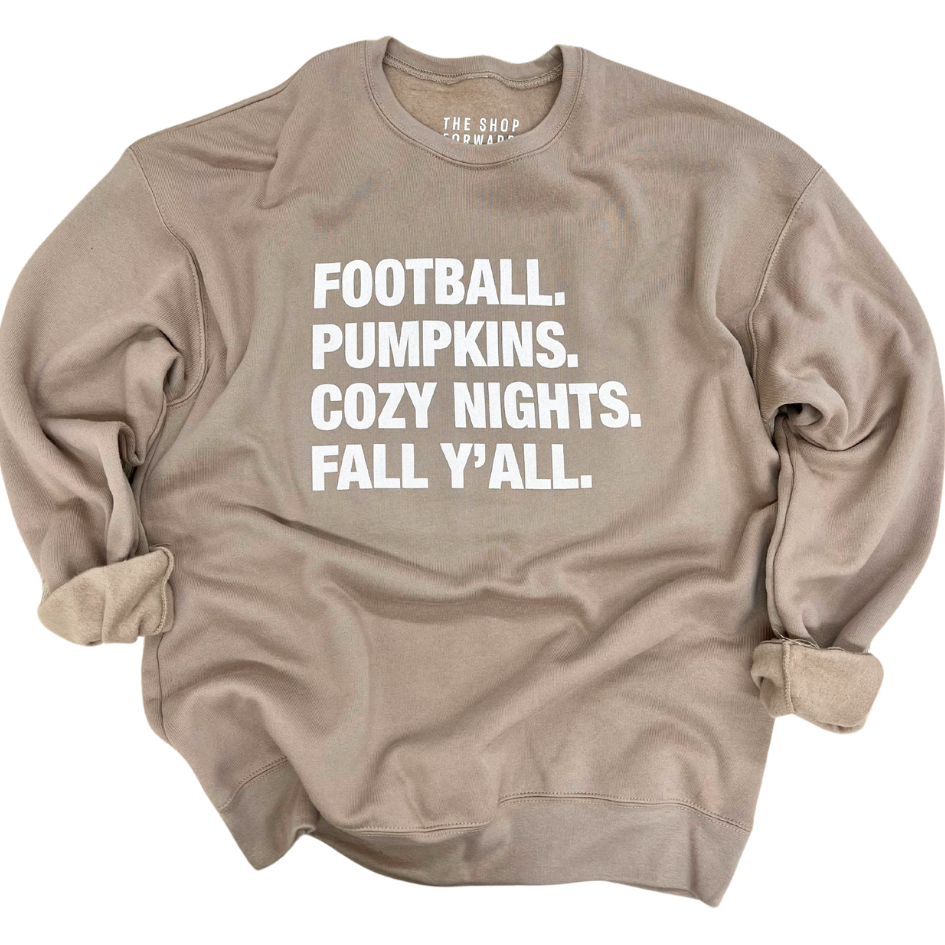 4 Things® 'Fall Y'all' Unisex Pullover Sweatshirt - Light Brown
