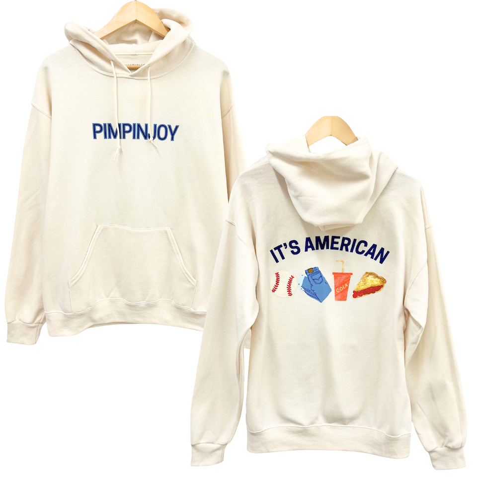 *NEW* PIMPINJOY All-American Favorites Unisex Hoodie - Cream *NEW* PIMPINJOY All-American Favorites Unisex Hoodie - Cream