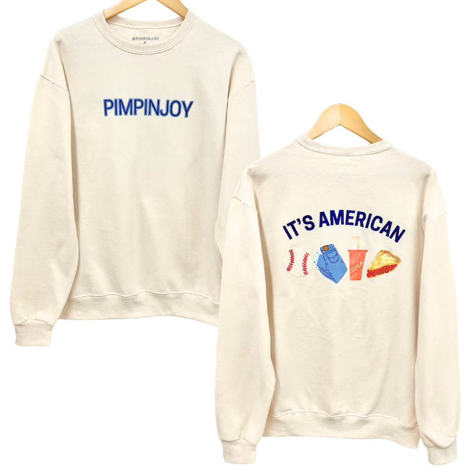 *NEW* PIMPINJOY All-American Favorites Unisex Pullover - Cream *NEW* PIMPINJOY All-American Favorites Unisex Pullover - Cream