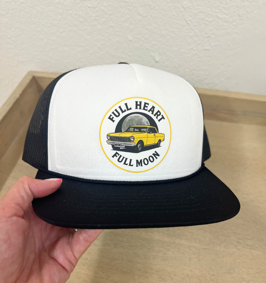 FULL HEART FULL MOON Foam Trucker Hat - BLACK & WHITE