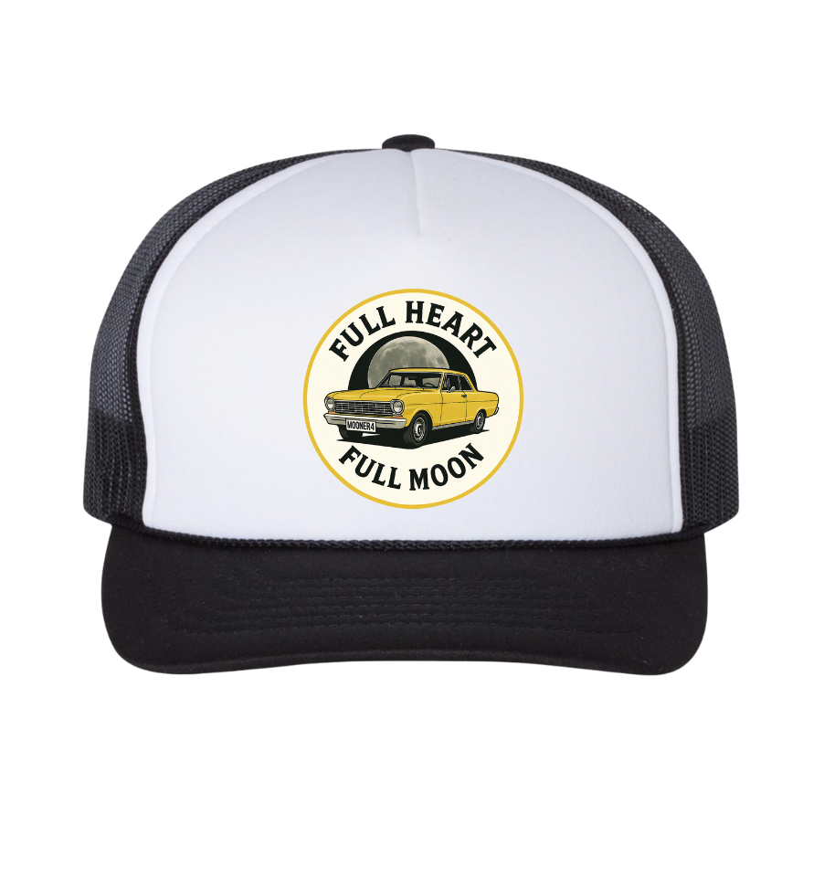 FULL HEART FULL MOON Foam Trucker Hat - BLACK & WHITE