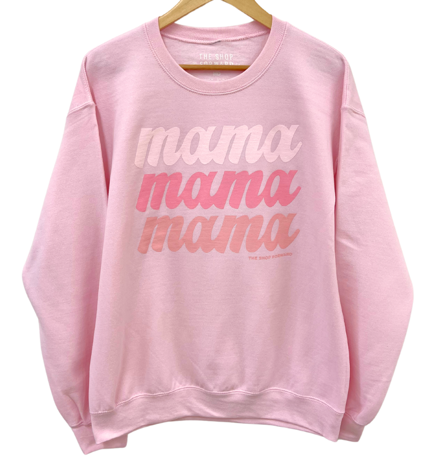 'mama' Repeat Pullover Sweatshirt - Pink