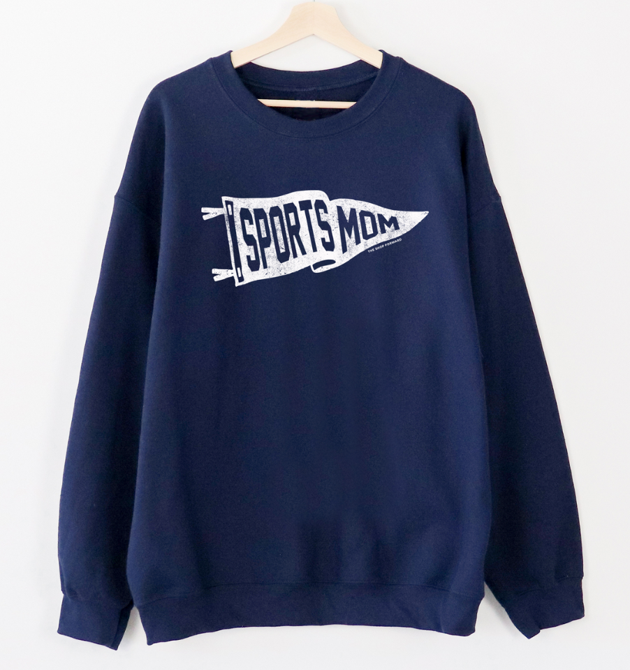 'SPORTS MOM' Pullover Sweatshirt - NAVY