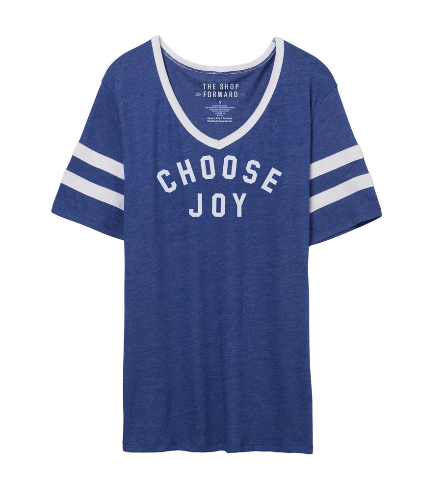 CHOOSE JOY Women's Jersey V-Neck Tee - Royal Blue
