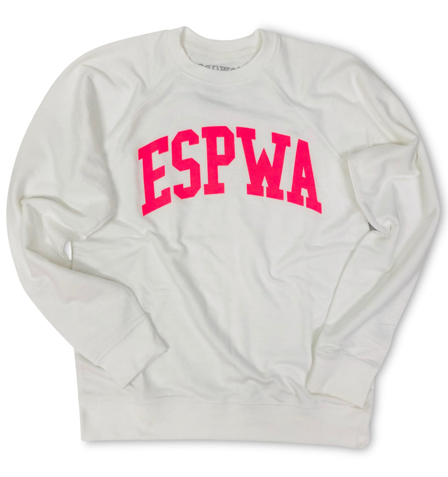 ESPWA Collegiate Pullover  - White + Neon Pink ESPWA Collegiate Pullover  - White + Neon Pink