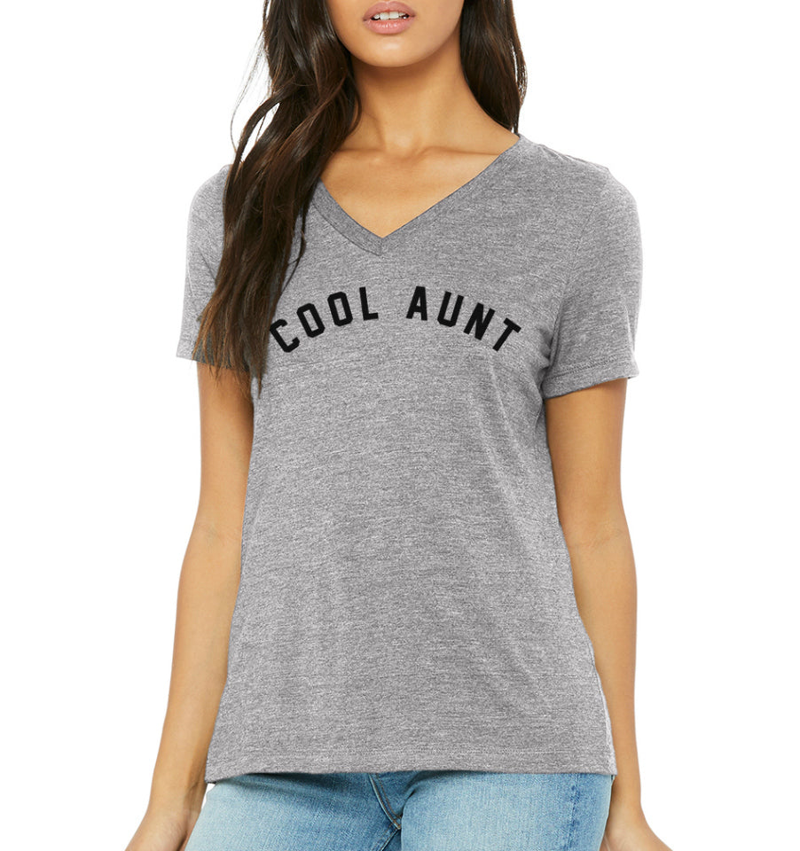 COOL AUNT V-Neck T-Shirt - Grey COOL AUNT V-Neck T-Shirt - Grey