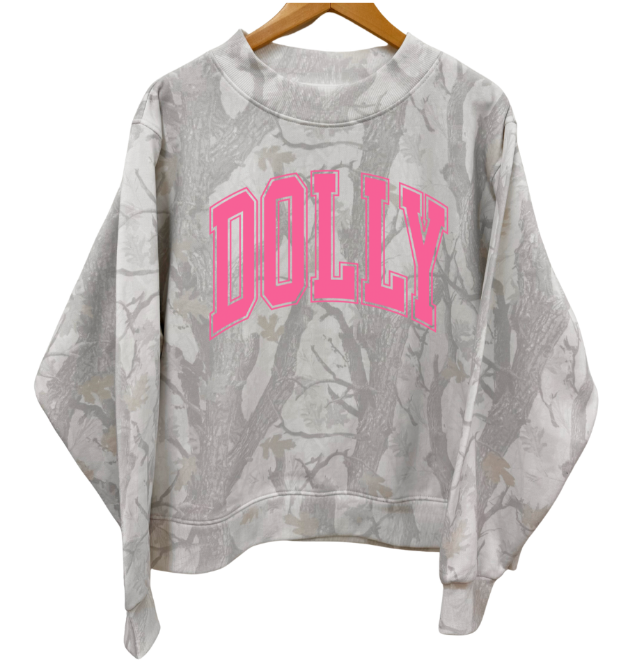 'DOLLY' Mockneck Boxy Camo Pullover