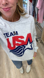 'TEAM USA' Unisex Fleece Pullover - Light Grey