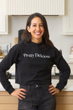 FOOD DOLLS 'PRETTY DELICIOUS' WOMEN'S CROPPED HOODIE - BLACK