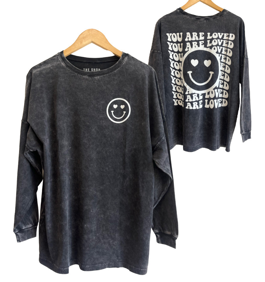 'YOU ARE LOVED' HAPPY FACE LONG SLEEVE TEE