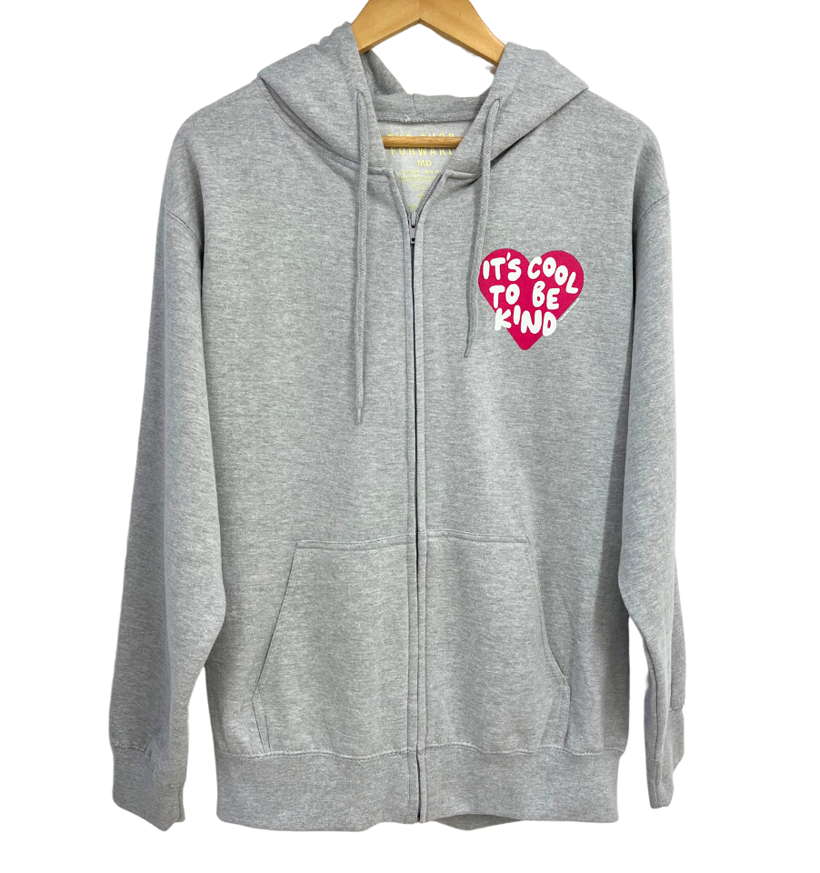 IT'S COOL TO BE KIND' Unisex Zip Hoodie - Light Heather Grey