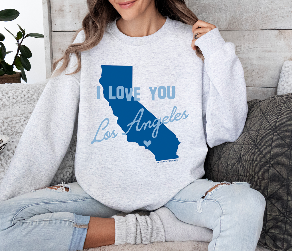 'I LOVE YOU LOS ANGELES' Unisex Pullover Sweatshirt - ASH GREY