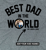 *PERSONALIZED* PHOTO 'BEST DAD IN THE WORLD' T-Shirt - GREY
