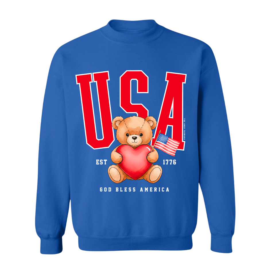 'USA' TEDDY BEAR UNISEX PULLOVER