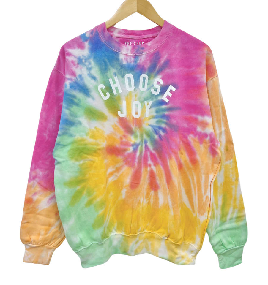 CHOOSE JOY Unisex Faded Neon Tie-Dye Pullover