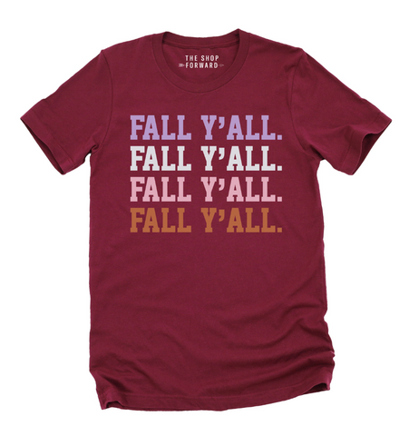 'FALL Y'ALL' Repeat Unisex Tee - Maroon