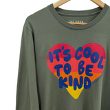 'IT'S COOL TO BE KIND' Unisex Long Sleeve Tee - Dark Green