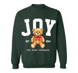 'JOY' Teddy Bear Unisex Pullover - Dark Green