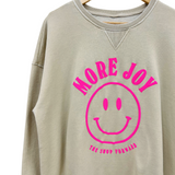 'MORE JOY' Happy Face Burnout Hi Low Crew - Oatmeal