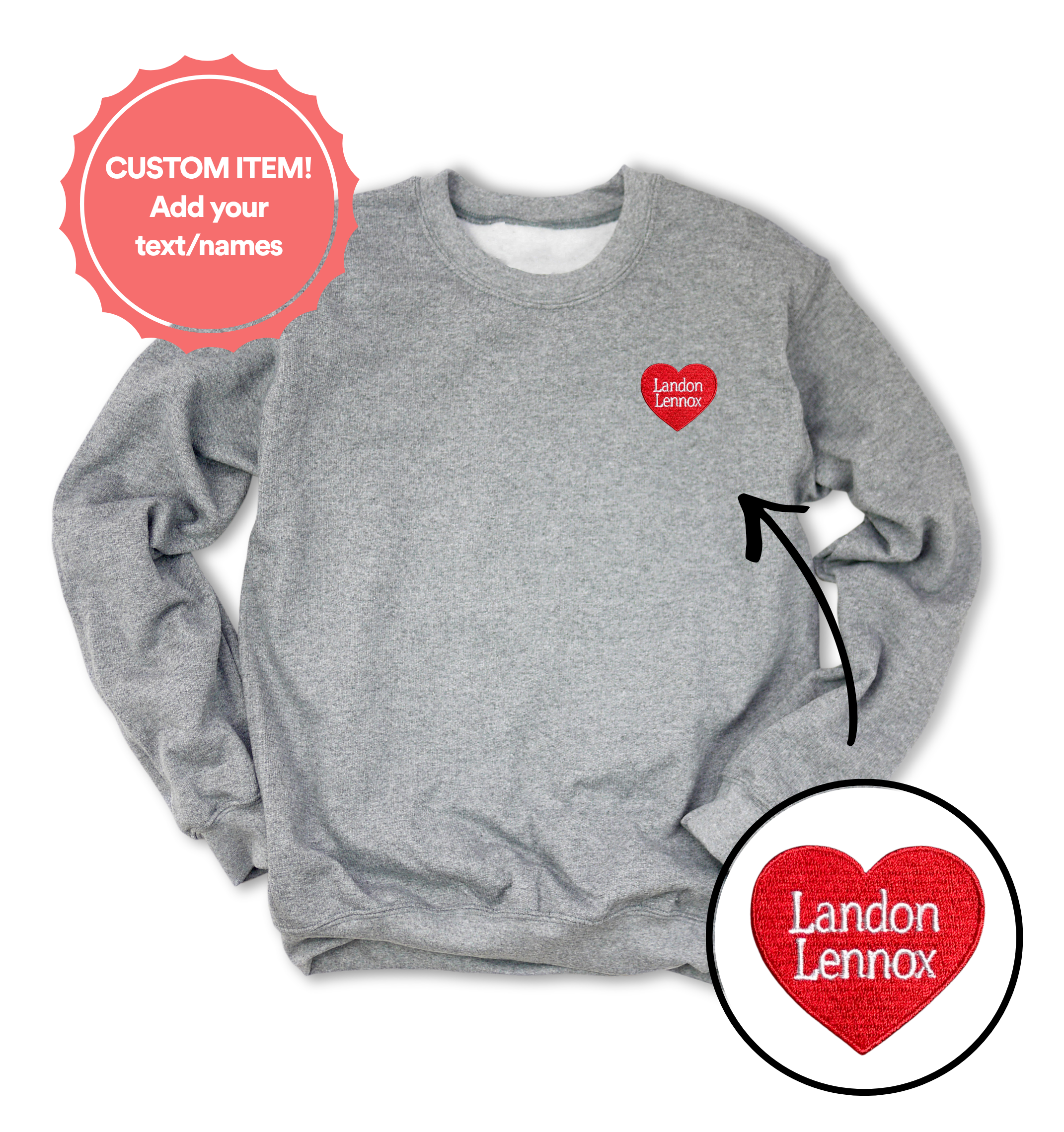 PERSONALIZED HEART UNISEX PULLOVER
