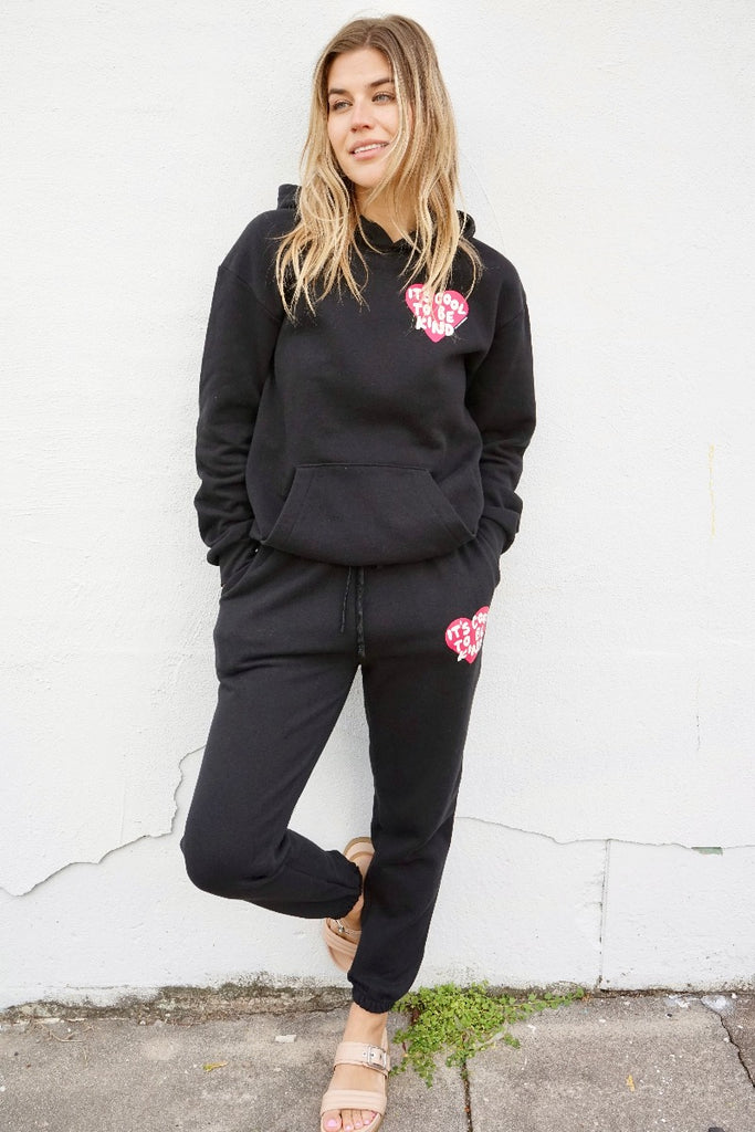 'IT'S COOL TO BE KIND' Old School Fit Sweatpants - Black