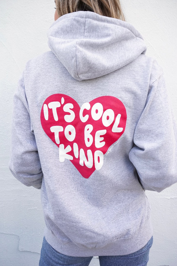 IT'S COOL TO BE KIND' Unisex Zip Hoodie - Light Heather Grey