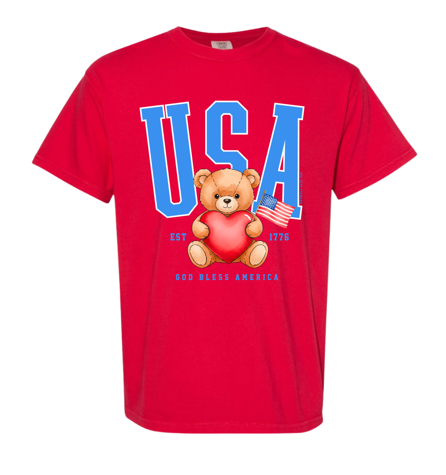 'USA' TEDDY BEAR UNISEX TEE