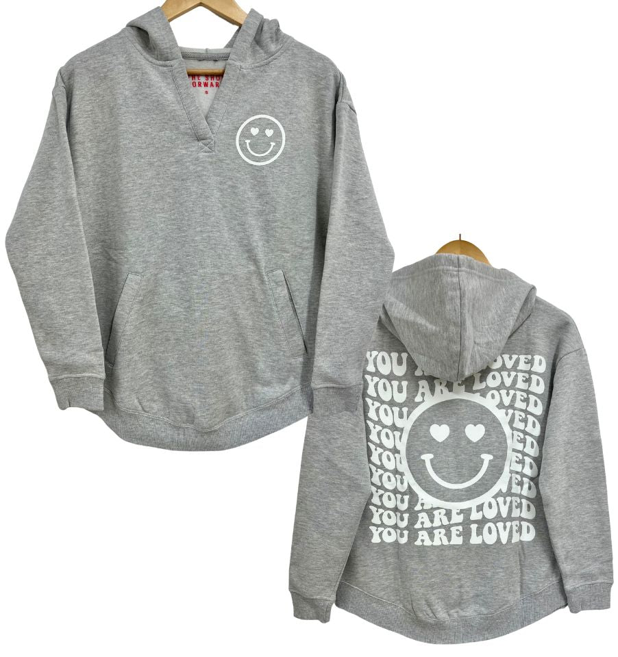 'YOU ARE LOVED' HAPPY FACE WOMEN'S HOODIE