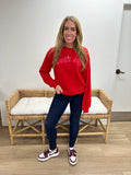 MORE JOY Unisex Pullover - Red + Neon Pink