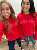 MORE JOY Unisex Pullover - Red + Neon Pink