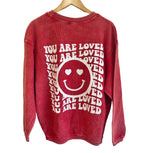 'YOU ARE LOVED' HAPPY FACE UNISEX CORDED CREW