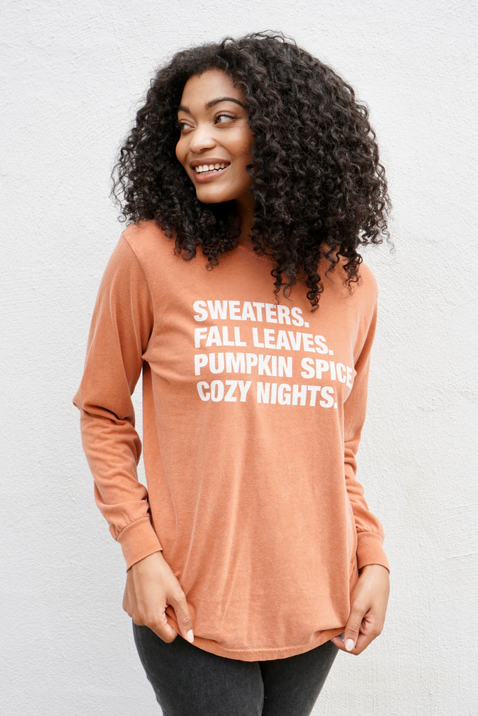 4 THINGS® Fall Unisex Long Sleeve Tee - Vintage Orange