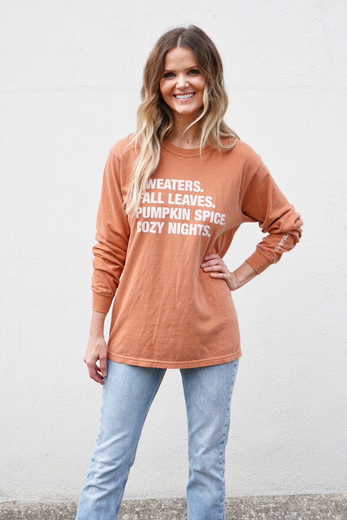 4 THINGS® Fall Unisex Long Sleeve Tee - Vintage Orange