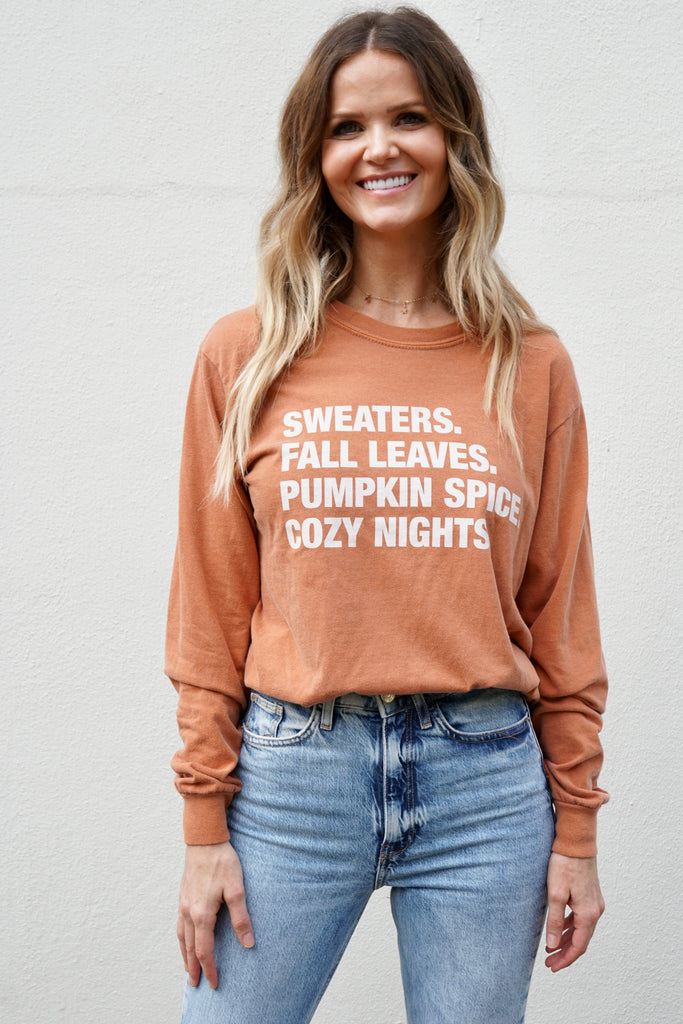 4 THINGS® Fall Unisex Long Sleeve Tee - Vintage Orange