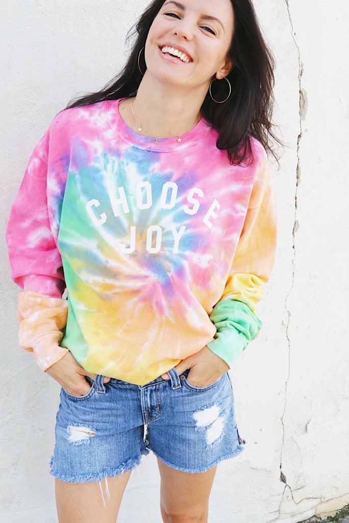 CHOOSE JOY Unisex Faded Neon Tie-Dye Pullover