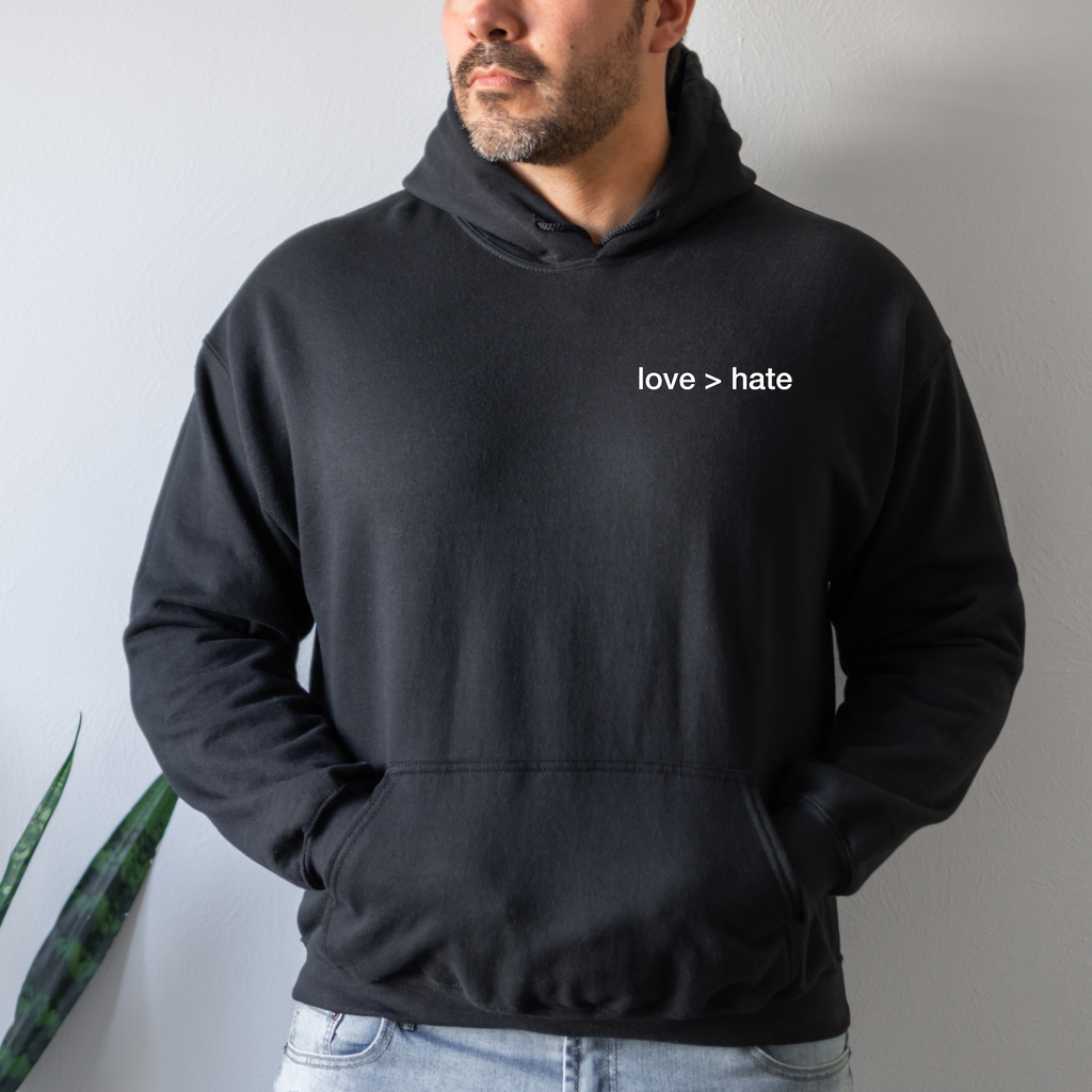 love > hate Unisex Hoodie - Black