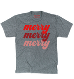 'MERRY MERRY MERRY' Unisex Tee - Grey