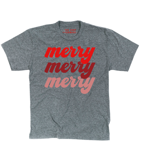 'MERRY MERRY MERRY' Unisex Tee - Grey