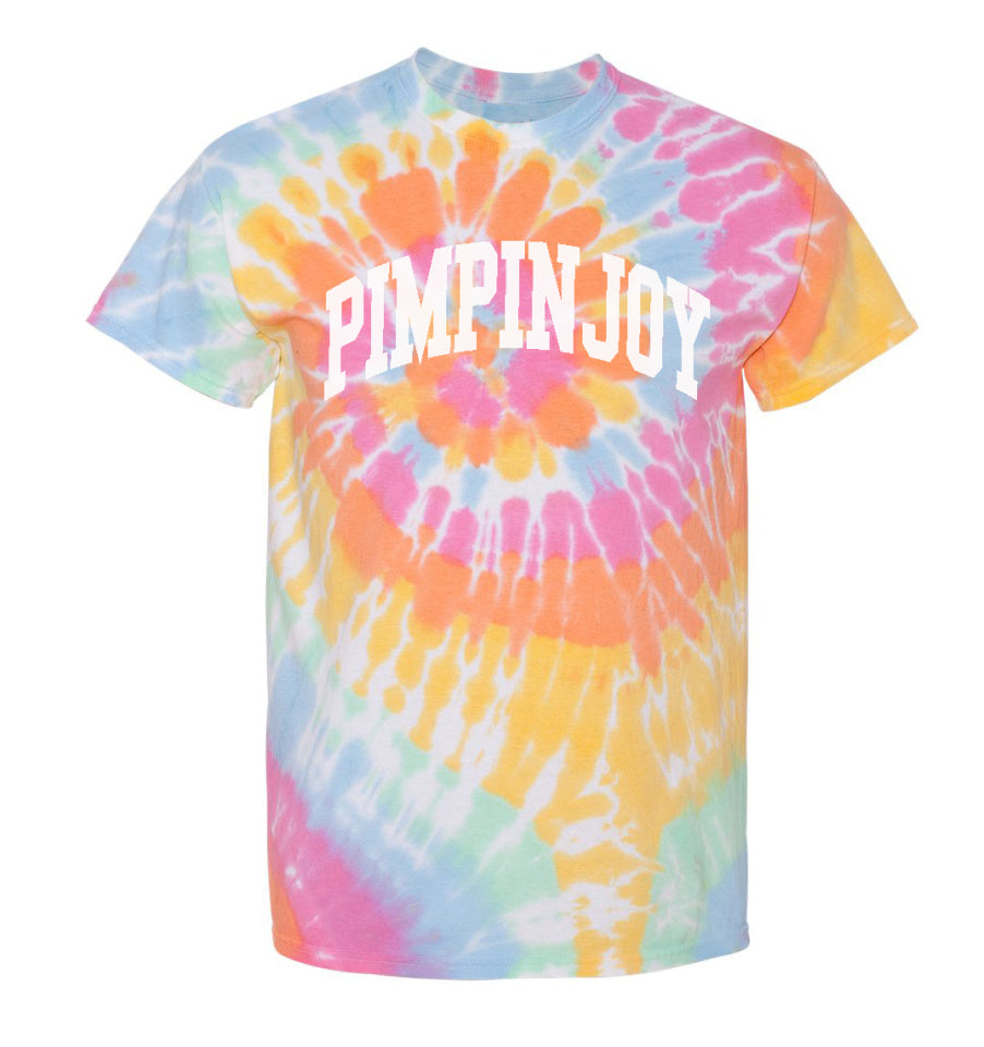 #PIMPINJOY Collegiate Unisex T-Shirt - Faded Rainbow Tie Dye