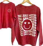 'YOU ARE LOVED' HAPPY FACE UNISEX CORDED CREW