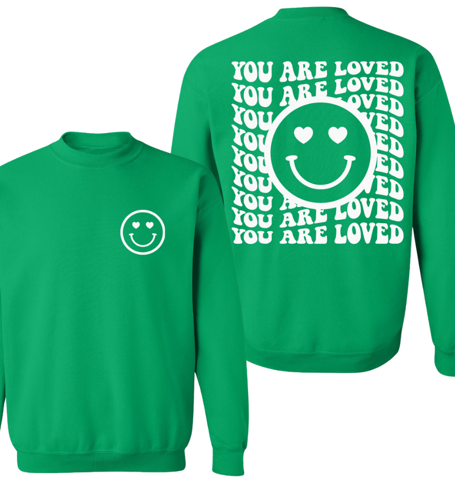 'YOU ARE LOVED' HAPPY FACE UNISEX PULLOVER
