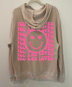 'YOU ARE LOVED' HAPPY FACE UNISEX BURNOUT HOODIE